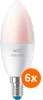 WiZ Smart Kaarslamp 6-pack - Gekleurd en Wit Licht - E14