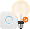 Philips Hue Filament White Ambiance Globe 4-Pack + Bridge