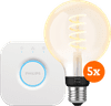 Philips Hue Filament White Ambiance Globe 5-pack + Bridge