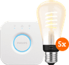 Philips Hue Filament White Ambiance Edison 5-Pack + Bridge