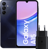 Samsung Galaxy A15 128GB Donkerblauw 5G + Samsung Oplader 25 Watt Zwart