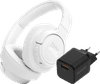 JBL Tune 770NC Wit + BlueBuilt Quick Charge Oplader met Usb A Poort 18W Zwart