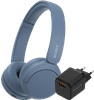 Sony WH-CH520 Blauw + BlueBuilt Quick Charge Oplader met Usb A Poort 18W Zwart