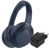 Sony WH-1000XM4 Blauw + BlueBuilt Quick Charge Oplader met Usb A Poort 18W Zwart