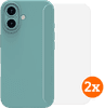 BlueBuilt Back Cover iPhone 16 Groen + Screenprotector Glas Duo Pack