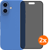 BlueBuilt Back Cover iPhone 16 Blauw + Privacy Filter Screenprotector Glas Duo Pack