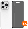 BlueBuilt Back Cover iPhone 16 Pro Wit + Privacy Filter Screenprotector Glas Duo Pack