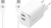 BlueBuilt Power Delivery Oplader met 2 Usb C Poorten 65W + Usb C Kabel 1,5m Nylon Wit