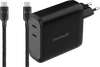 BlueBuilt 140W GaN Oplader met 2 Usb C Poorten Zwart + BlueBuilt Usb C Kabel 240W 2m Nylon