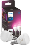 Philips Hue Luster Spherical Light White and Color E14 2-pack