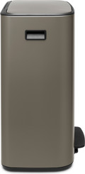 Brabantia Bo Pedal Bin 2 x 30 Liter Platinum + Vuilniszakken (120 stuks) rechterkant