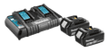 Makita LXT 18V 5,0 Ah accu (2x) + snellader + Mbox voorkant