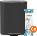 Brabantia Bo Pedal Bin 2 x 30 Liter Matt Black + Vuilniszakken (120 stuks) Main Image