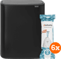 Brabantia Bo Touch Bin 2 x 30 Litres Noir Mat + Sacs Poubelle (120 pièces) Main Image