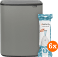 Brabantia Bo Touch Bin 2x 30L Mineral Concrete Grey + Trash Bags (120 units) Main Image