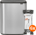 Brabantia Bo Touch Bin 60 Litres Acier Anti-Traces de Doigts + Sacs Poubelle (6 x 20 pièce Main Image