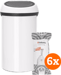 Brabantia Touch Bin 60 Liter White + Vuilniszakken (120 stuks) Main Image