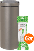 Brabantia Touch Bin 30 Liter Platinum + Vuilniszakken (120 stuks) Main Image