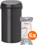 Brabantia Touch Bin 60L Matte Black + Trash Bags (120 units) Main Image