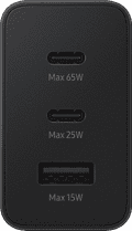 Samsung Super Fast Charging Oplader met 3 Usb Poorten 65W Zwart voorkant