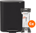 Brabantia Bo Pedal Bin 60 Liter Matt Black + Vuilniszakken (120 stuks) Main Image