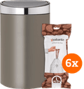 Brabantia Touch Bin 40 Liter Platinum + Vuilniszakken (120 stuks) Main Image