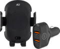 ACT Telefoonhouder Auto Luchtrooster/Dashboard met Draadloos Opladen + Oplader 18W Main Image