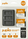 Jupio Kit: Battery GoPro HERO 12/11/10 AHDBT-901 (2x) + Compact USB Triple Charger Main Image