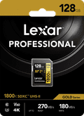 Lexar Professional SDXC 1800x GOLD 128GB 270MB/s packaging