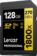 Lexar Professional SDXC 1800x GOLD 128GB 270MB/s right side