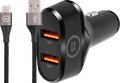 BlueBuilt Quick Charge Autolader 18W Zwart + Usb C Kabel 1,5m Nylon Zwart Main Image