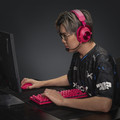 Logitech G PRO X TKL LIGHTSPEED Gaming Keyboard AZERTY Magenta product in use