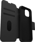 Otterbox Strada Apple iPhone 15 Book Case Leer Zwart Met MagSafe linkerkant
