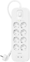 Belkin Surge Protection 8 Outlet 2 Meter Dual Usb C 30W PD Wit Main Image