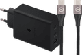 Samsung Oplader met 3 Usb Poorten 65W Zwart + Usb C Kabel Nylon Zwart 1,5m Main Image