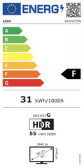 ASUS VA34VCPSN Docking Monitor energy label