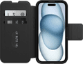 Otterbox Strada Apple iPhone 15 Book Case Leer Zwart Met MagSafe voorkant