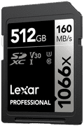 Lexar Professional SDXC 1066x SILVER 512GB 120MB/s voorkant