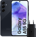 Samsung Galaxy A55 256GB Donkerblauw 5G + Samsung 25 Watt Snellader Zwart Main Image