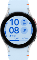 Samsung Galaxy Watch FE Zilver/Blauw + Buds FE Wit voorkant