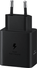 Samsung Super Fast Charging Oplader 45W Zwart + Usb C Kabel 1,8m Zwart Kunststof voorkant