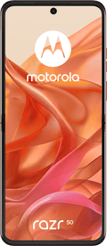 Motorola Razr 50 256GB Oranje 5G + Motorola Oplader 30W Zwart + Usb C Kabel 1m Zwart voorkant