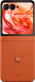 Motorola Razr 50 256GB Oranje 5G + Motorola Oplader 30W Zwart + Usb C Kabel 1m Zwart achterkant