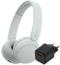 Sony WH-CH520 Wit + BlueBuilt Quick Charge Oplader met Usb A Poort 18W Zwart Main Image