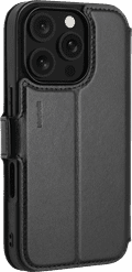 BlueBuilt Apple iPhone 16 Pro Book Case Leer Zwart achterkant