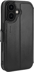 BlueBuilt Apple iPhone 16 Book Case Leer Zwart achterkant