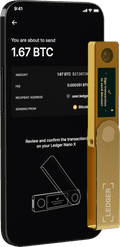 Ledger Nano X Gold product in gebruik