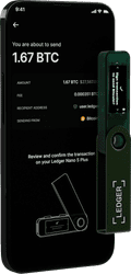 Ledger Nano S Plus Emerald Green product in gebruik