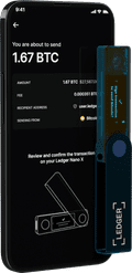 Ledger Nano X Sapphire Blue product in gebruik