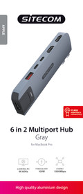 Sitecom MacBook Pro Multiport Hub 6-en-2 Gris emballage